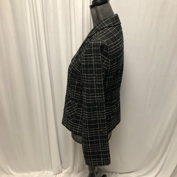 Studio Y Jacket Womens Size 9 - 10 Black White Plaid Lined Pockets Blazer Career - Picture 4 of 7